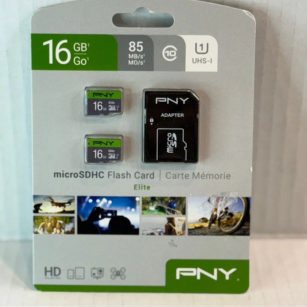 🆕 PNY Elite 16GB microSDHC Flash Card Set w/ Adapter 🌟 High Speed 85MB/s UHS-I